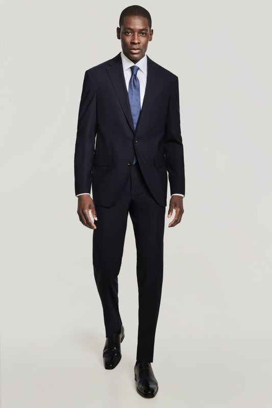 NAVY SOLID WOOL STRETCH SUIT (Dean)