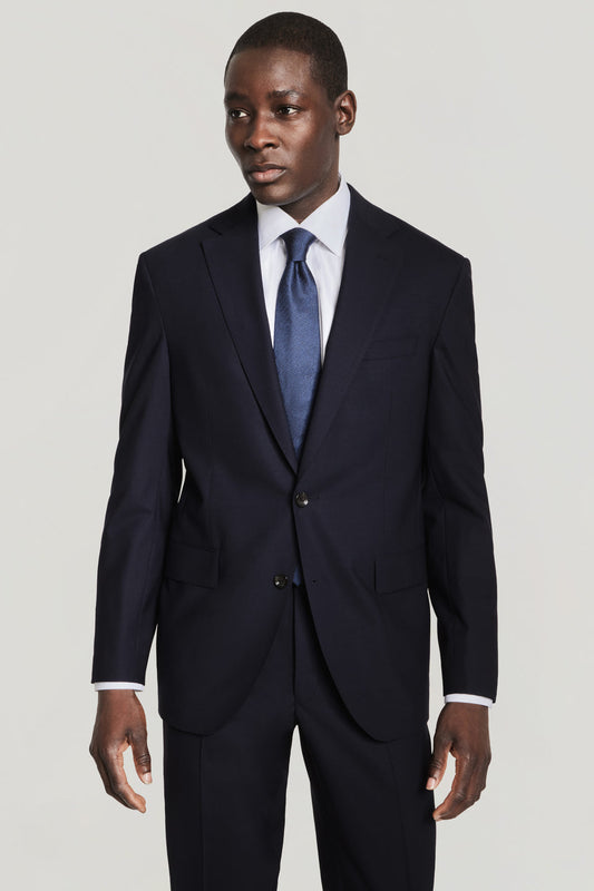 NAVY SOLID WOOL STRETCH SUIT (Dean)