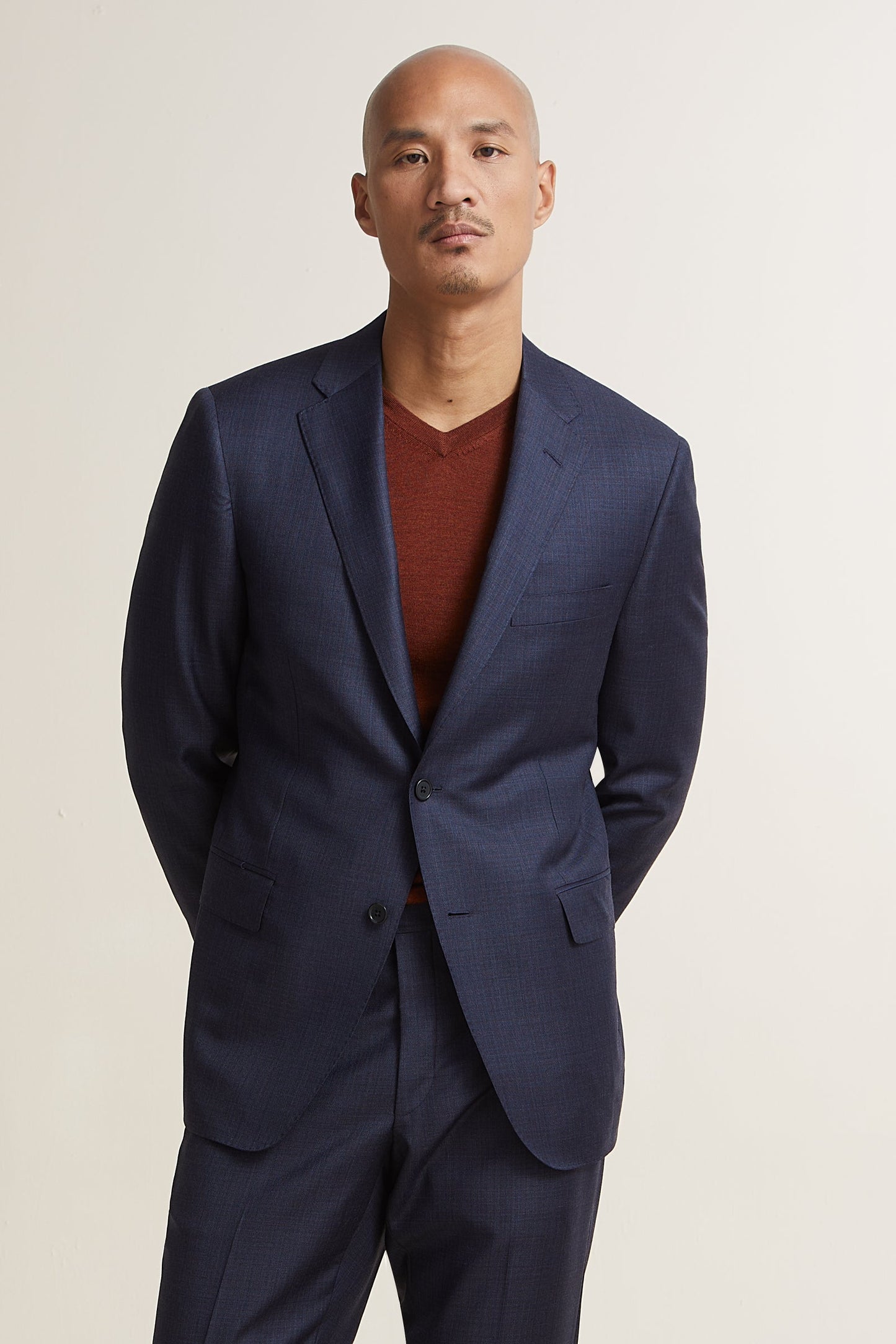 Navy Blue Sharkskin Suit