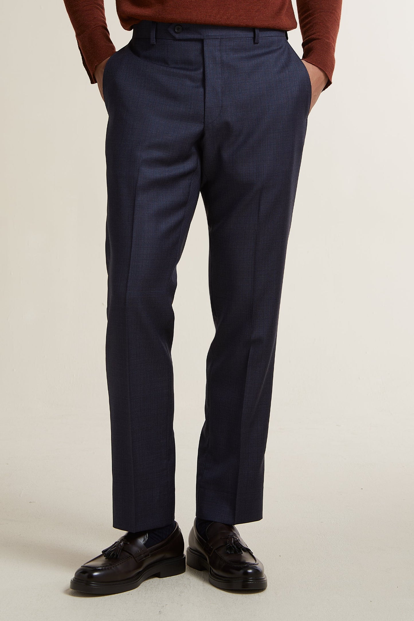 Navy Blue Sharkskin Suit
