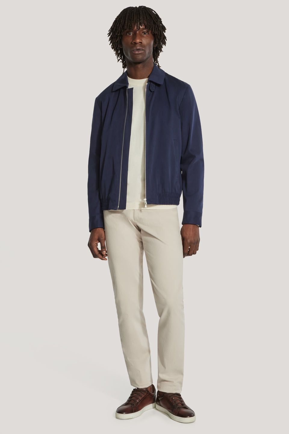 Navy Bomber Jacket w/ Point Collar