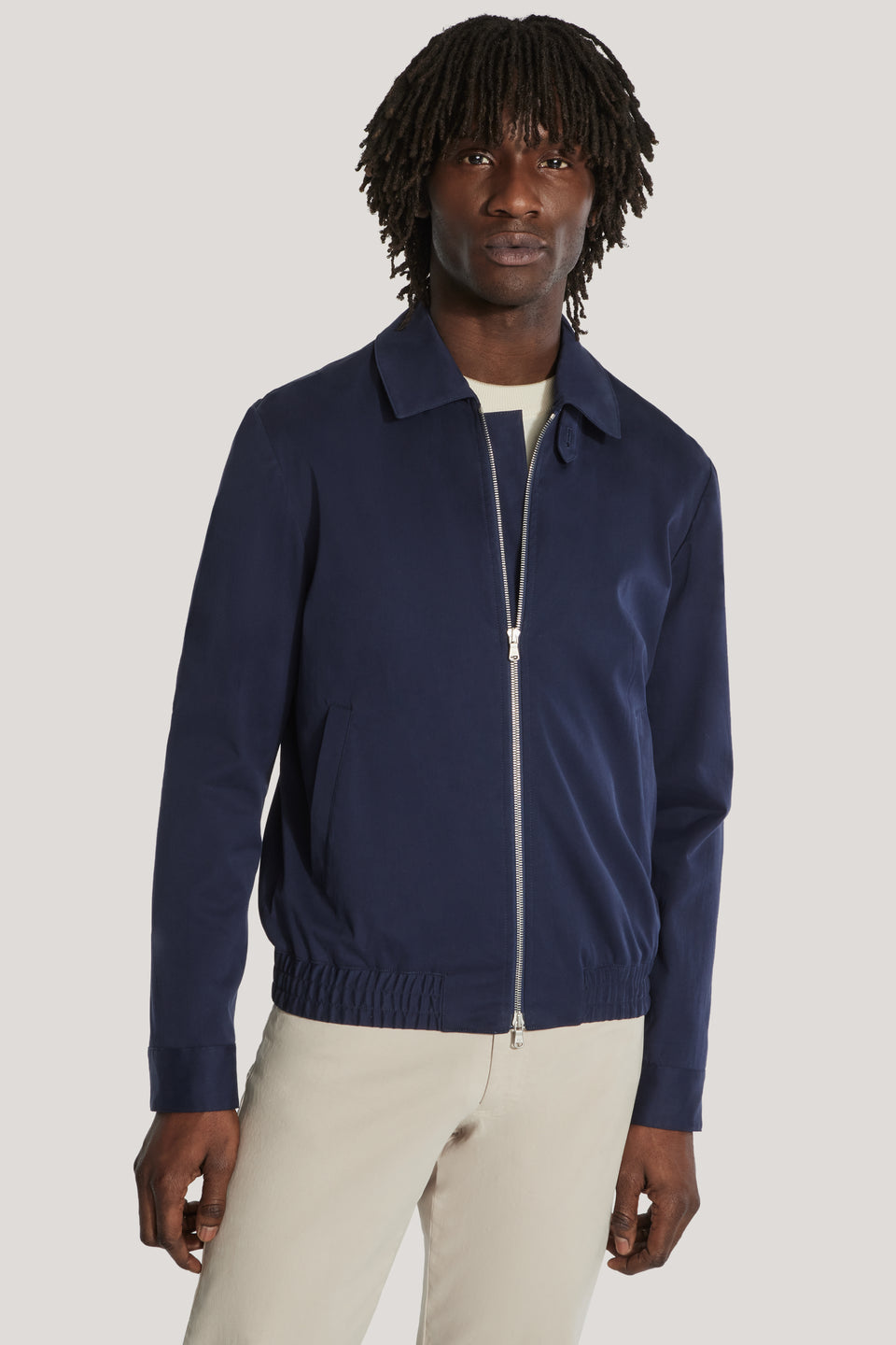 Navy Bomber Jacket w/ Point Collar