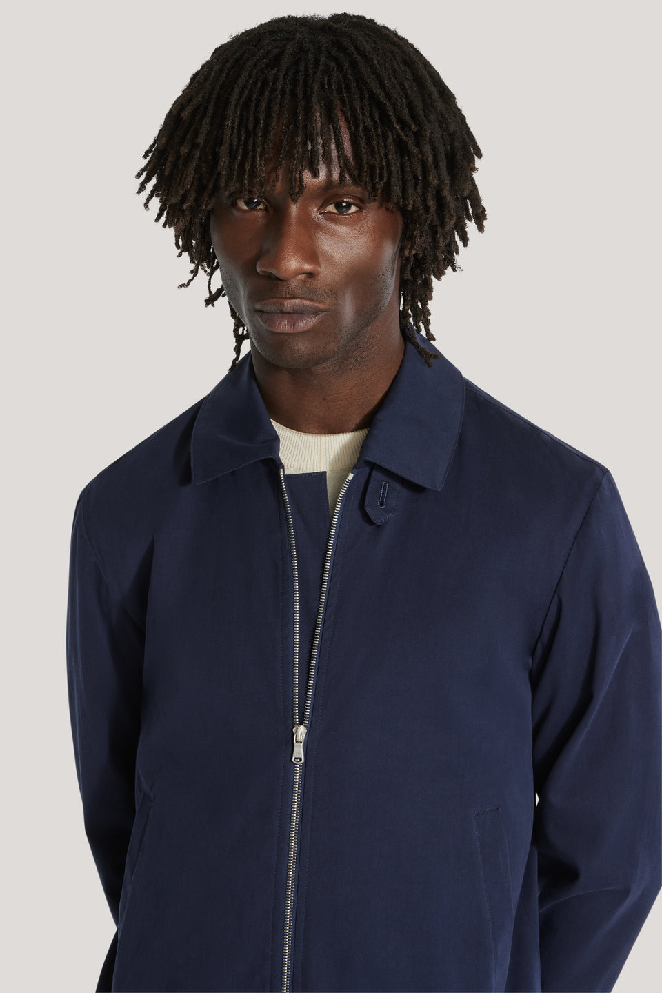 Navy Bomber Jacket w/ Point Collar