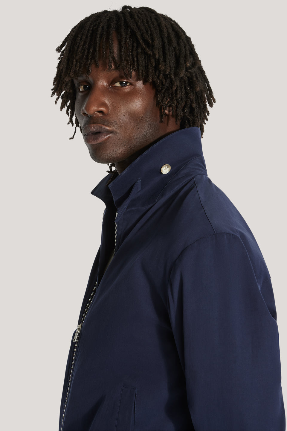 Navy Bomber Jacket w/ Point Collar