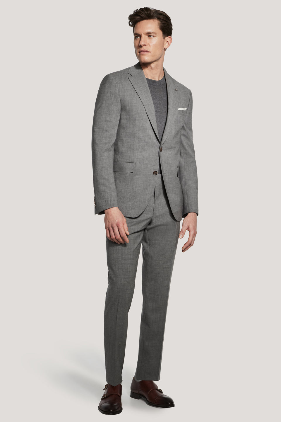 GREY SOLID WOOL STRETCH SUIT (Esprit)
