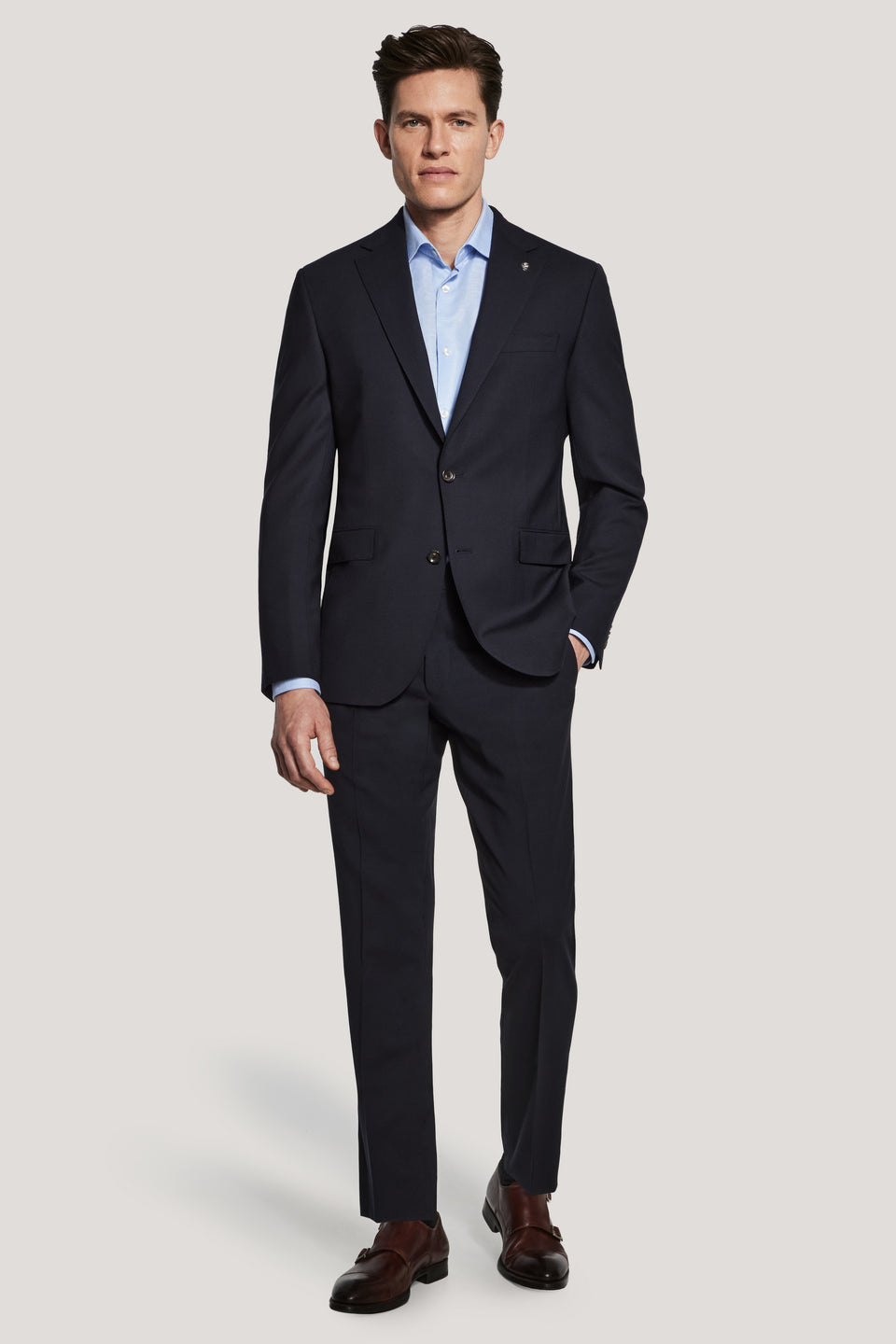 NAVY SOLID WOOL STRETCH SUIT (Esprit)
