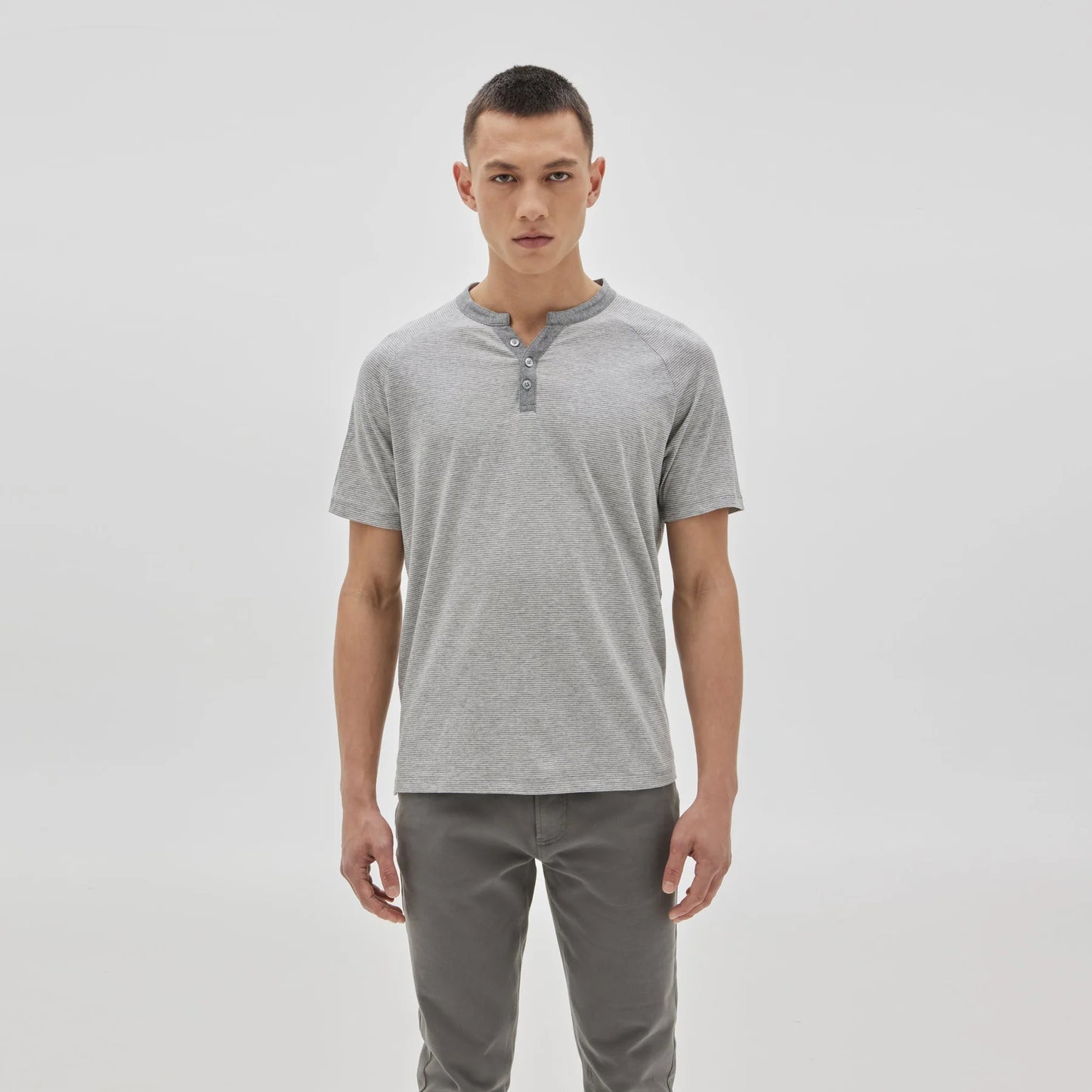 Robert Barakeet Cecil Raglan Henley In Light Grey