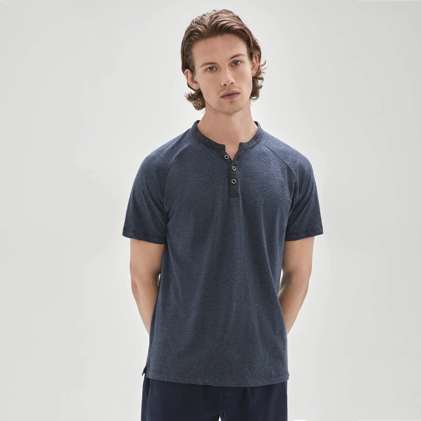 Robert Barakeet Cecil Raglan Henley In Navy