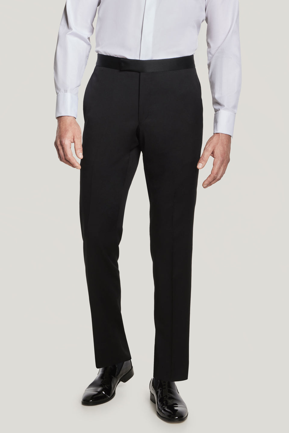Black Super 130's Tuxedo Trousers