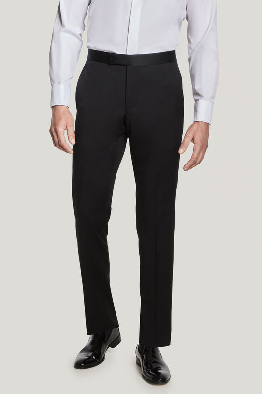 Black Super 130's Tuxedo Trousers