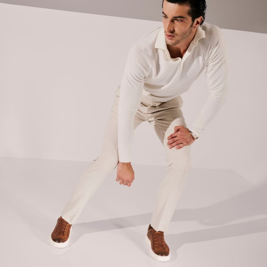 ALLEN EDMONDS OLIVER SLIP-ON SNEAKER - TAN LEATHER