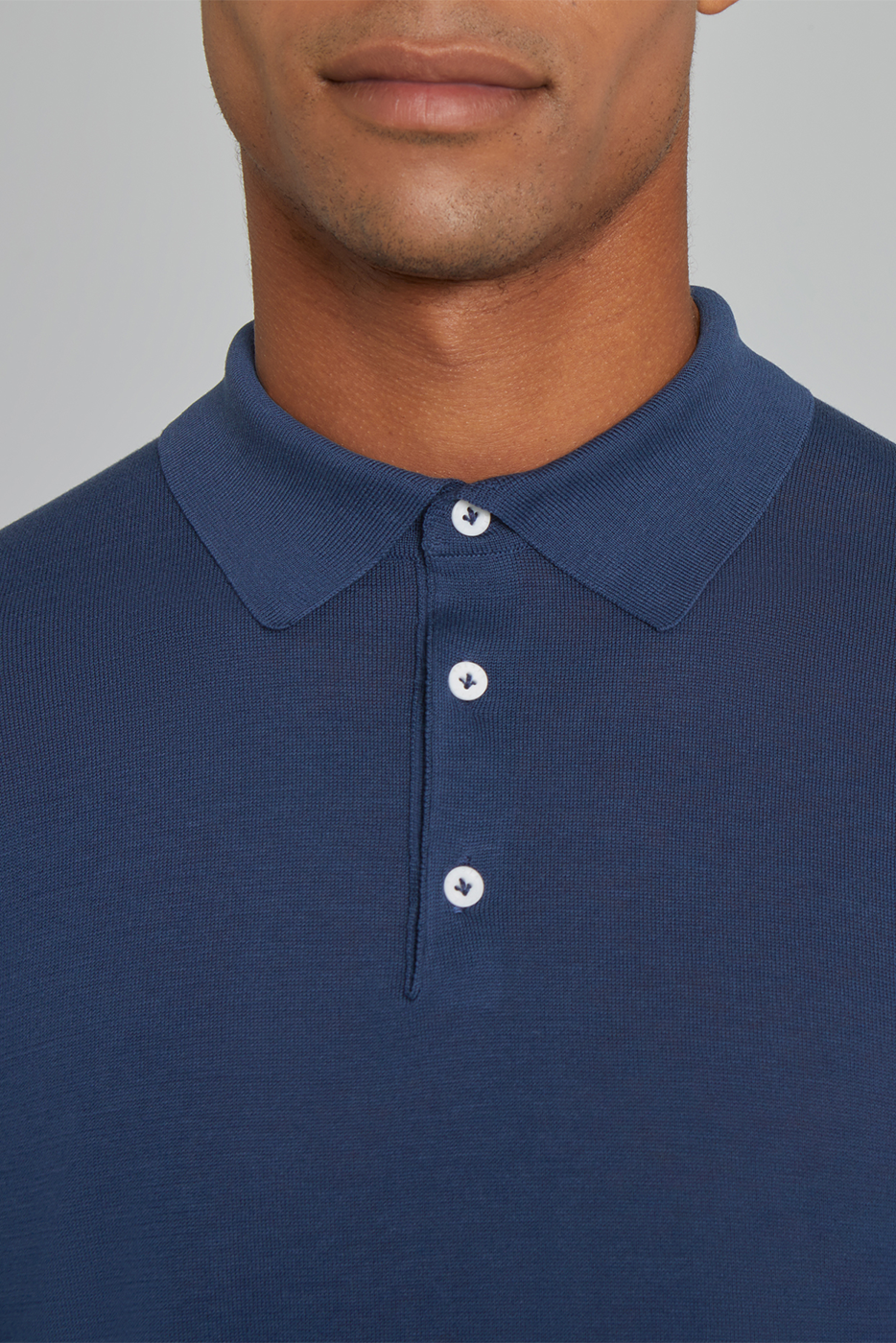 SetiCo Cotton and Silk Knit Polo in Blue