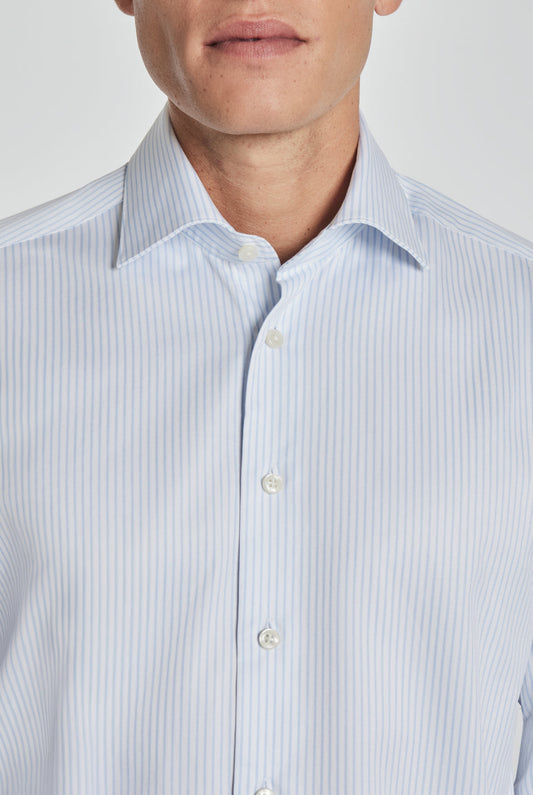 Striped Sky Blue Cotton Dress Shirt in Sky Blue