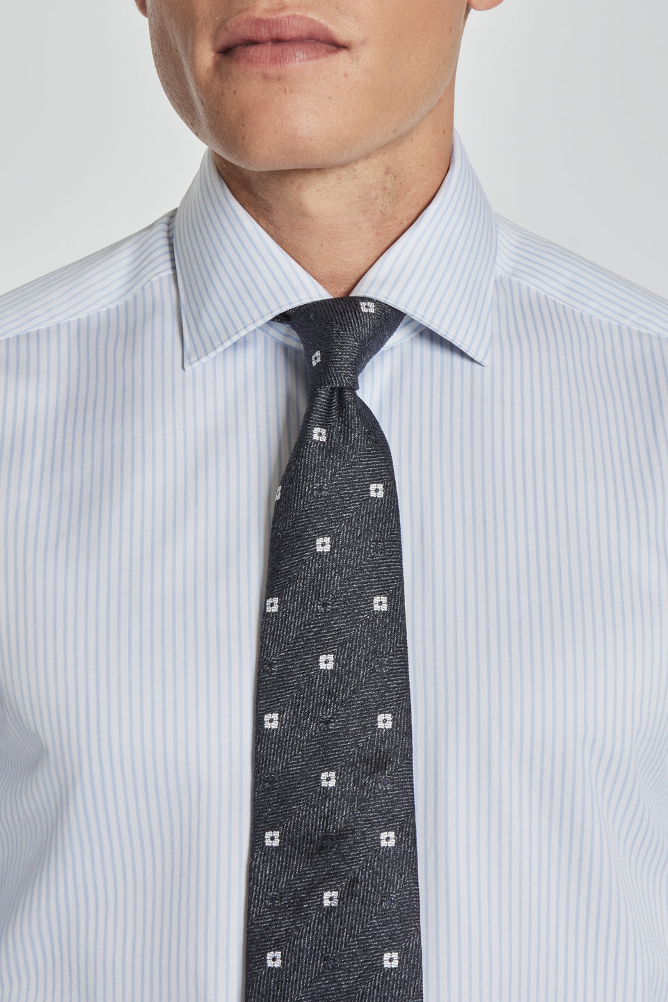Striped Sky Blue Cotton Dress Shirt in Sky Blue
