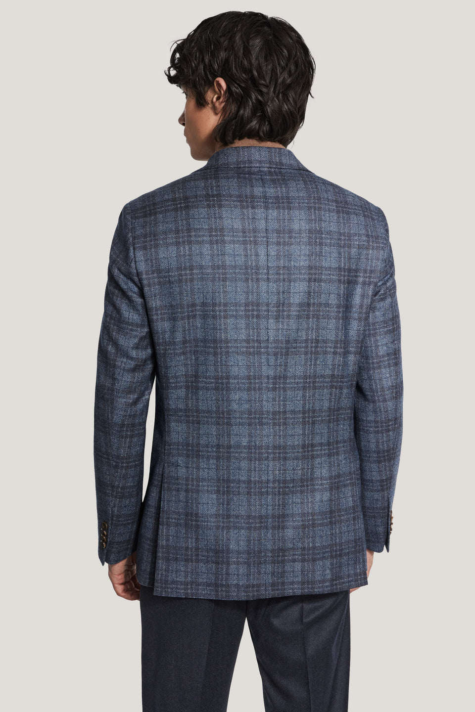Mid Blue & Brown Wool Sport Coat