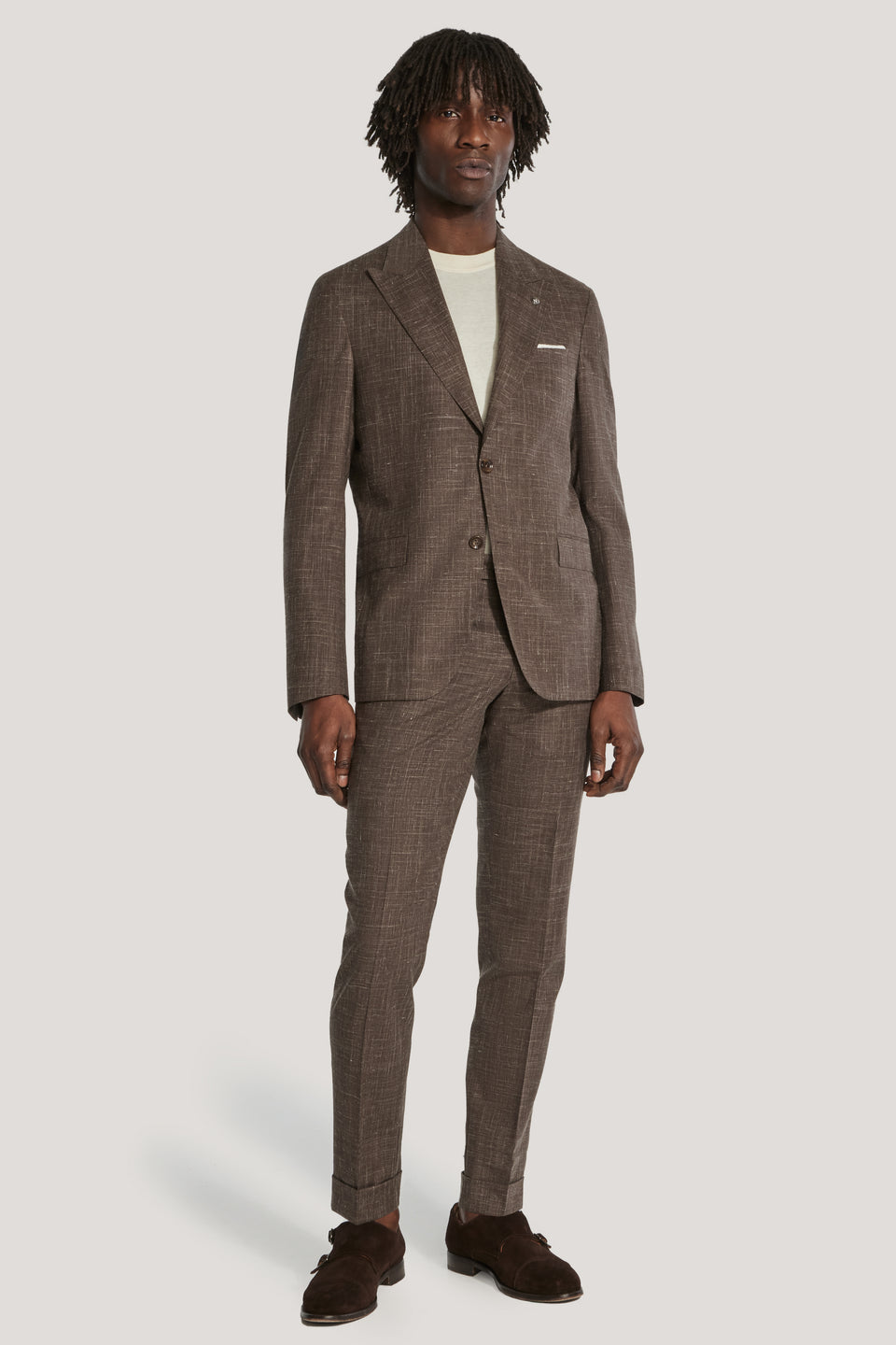 Chocolate Brown Wool, Silk, Linen Suit
