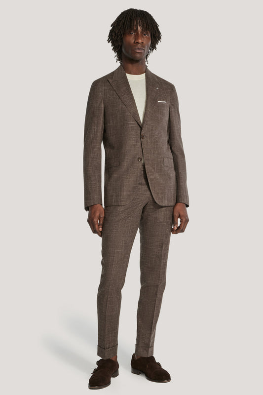 Chocolate Brown Wool, Silk, Linen Suit