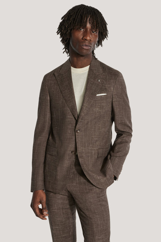 Chocolate Brown Wool, Silk, Linen Suit