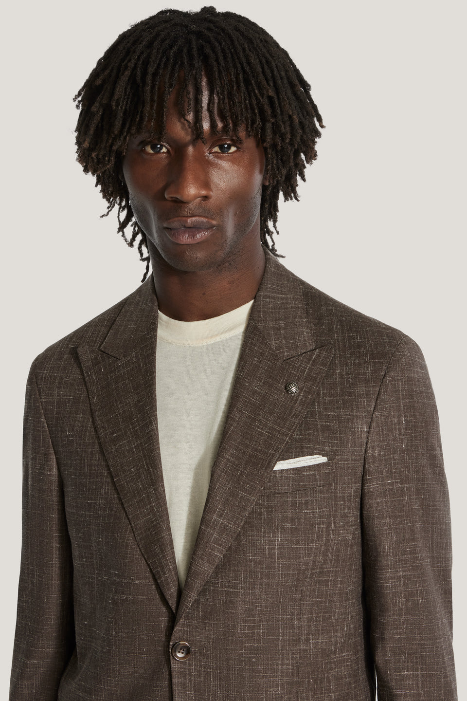 Chocolate Brown Wool, Silk, Linen Suit