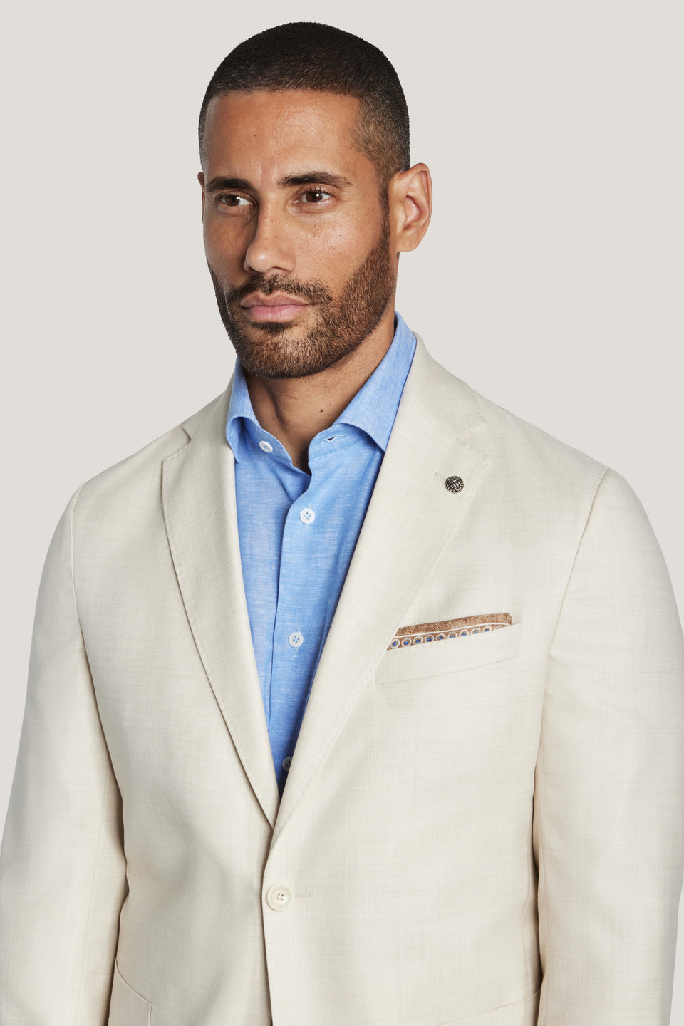 Solid Cream, Wool, Cotton, Silk Suit