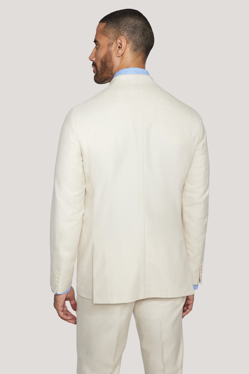 Solid Cream, Wool, Cotton, Silk Suit