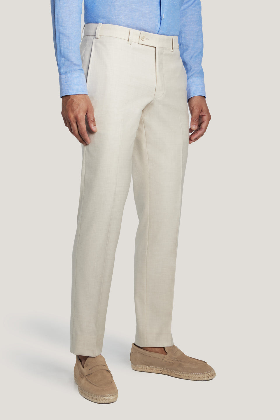 Solid Cream, Wool, Cotton, Silk Suit