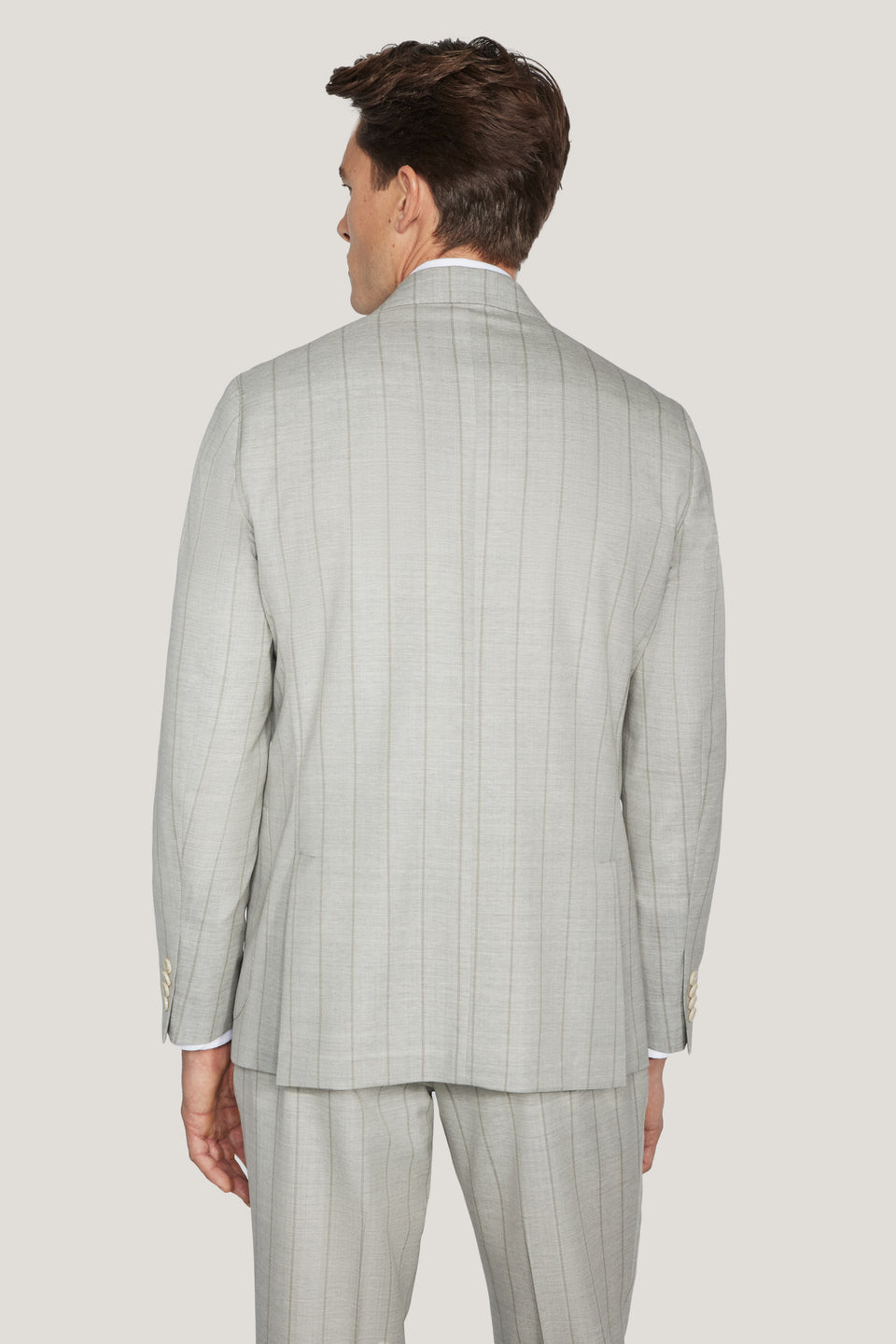 Light Grey Double Breasted Pinstripe Suit