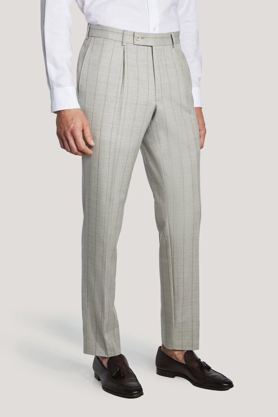 Light Grey Double Breasted Pinstripe Suit