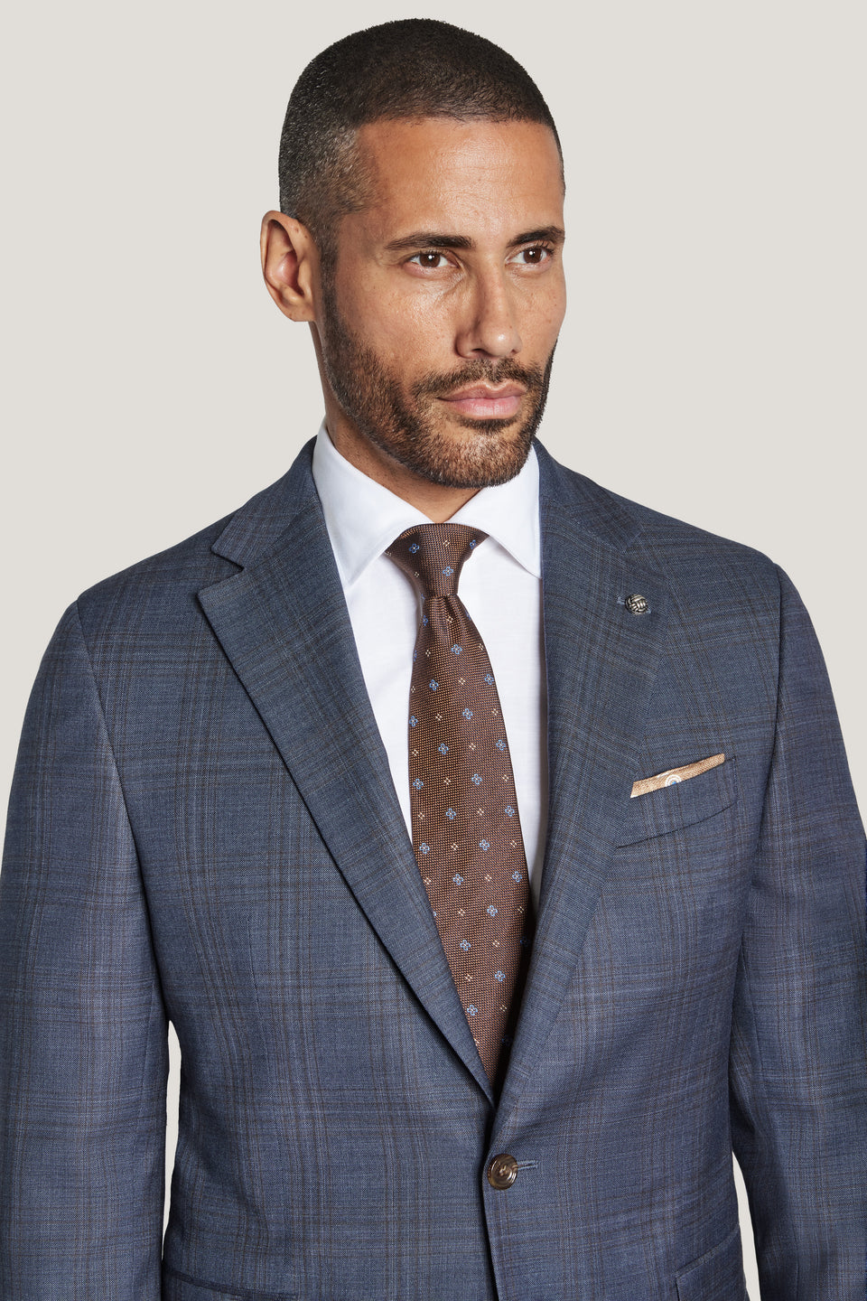Mid Blue Windowpane Suit - Loro Piana Wool