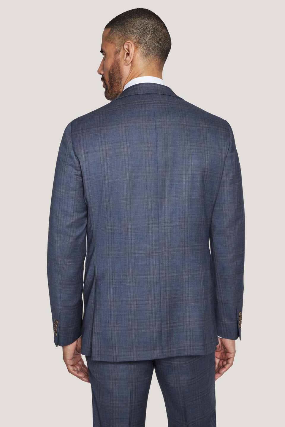 Mid Blue Windowpane Suit - Loro Piana Wool