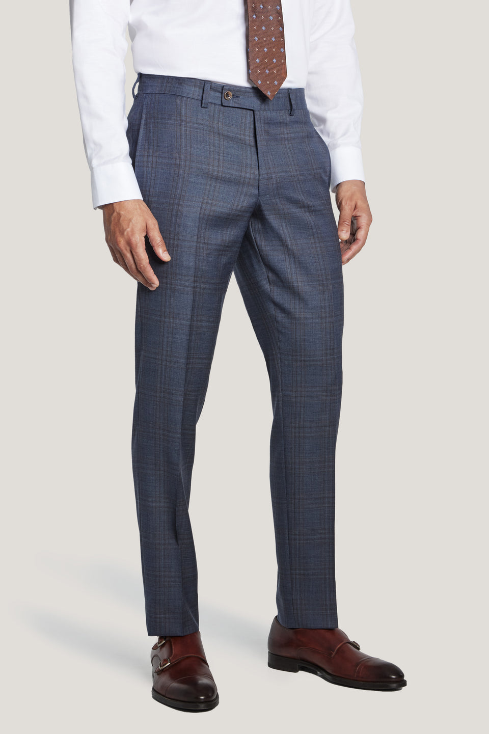 Mid Blue Windowpane Suit - Loro Piana Wool