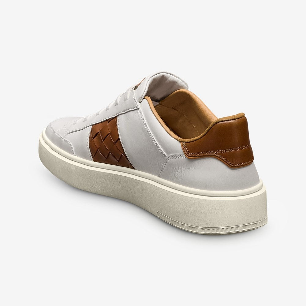 ALLEN EDMONDS OLIVER SLIP-ON SNEAKER - WHITE / WOVEN LUGGAGE LEATHER