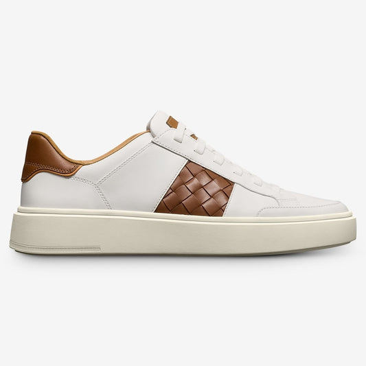 ALLEN EDMONDS OLIVER SLIP-ON SNEAKER - WHITE / WOVEN LUGGAGE LEATHER