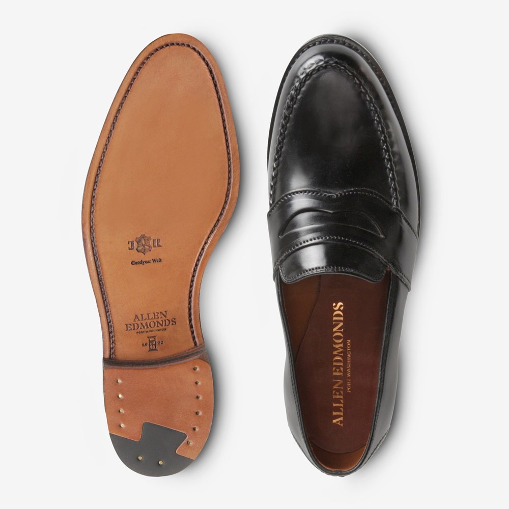 ALLEN EDMONDS CORDOVAN RANDOLPH PENNY LOAFER - BLACK