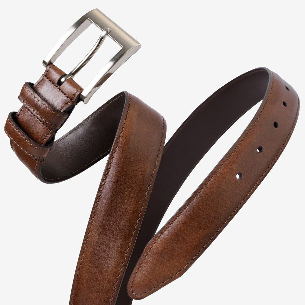 ALLEN EDMONDS WIDE BASIC DRESS BELT - CHILI