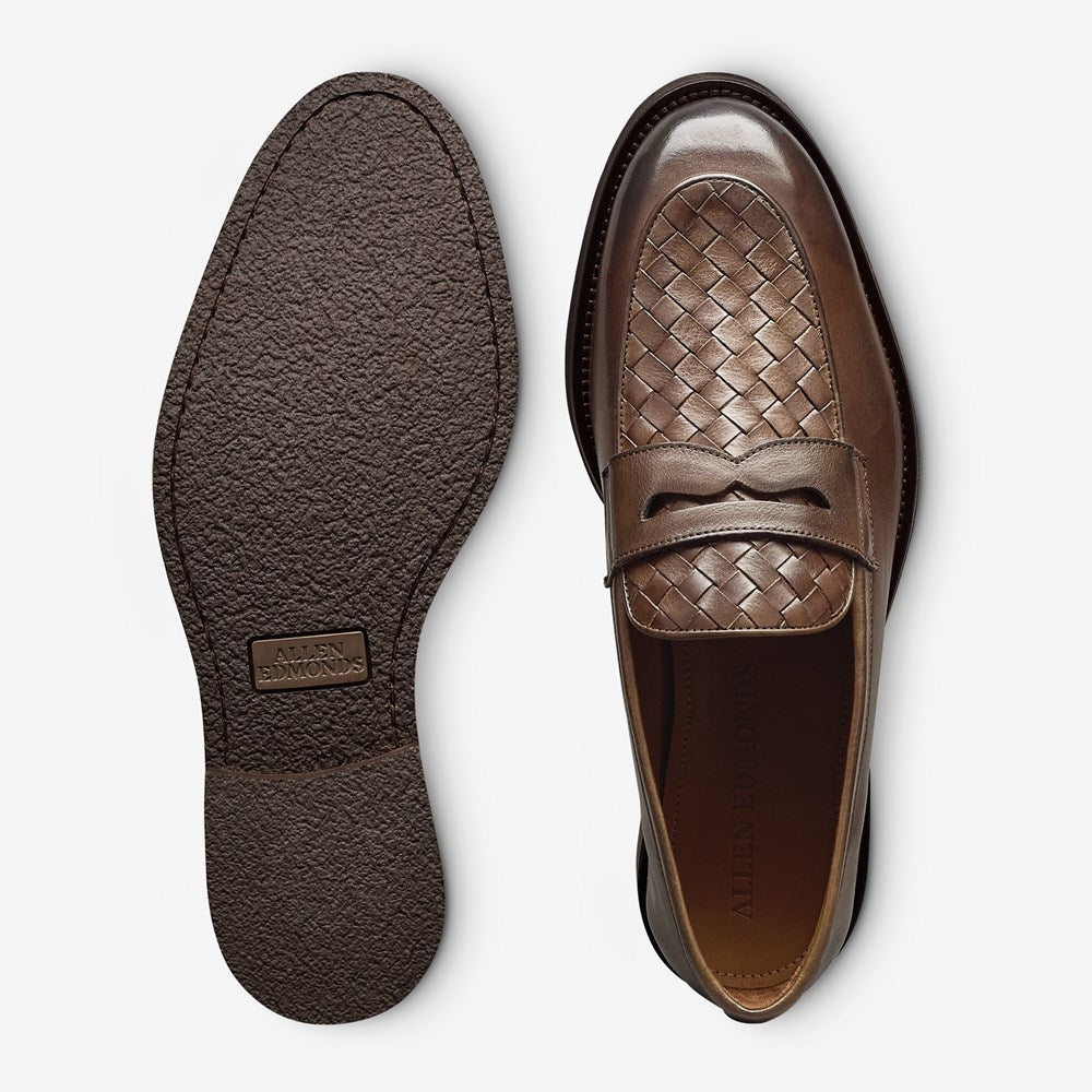 ALLEN EDMONDS COMO WOVEN PENNY LOAFER - DARK BROWN