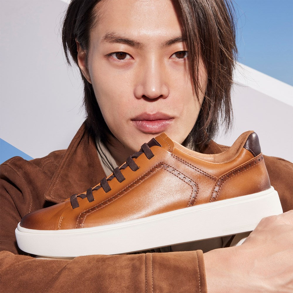 ALLEN EDMONDS OLIVER BROGUE SNEAKER - WALNUT