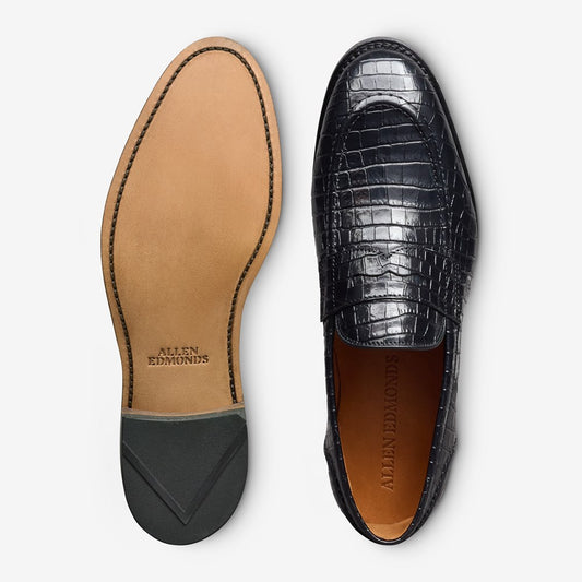 ALLEN EDMONDS RANDOLPH 2.0 PENNY LOAFER - BLACK CROC