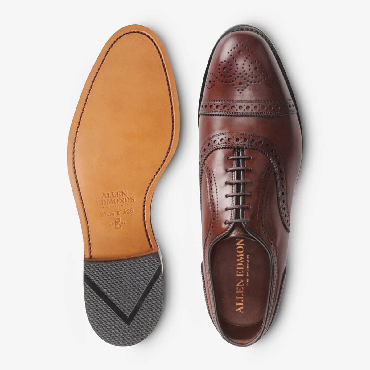 ALLEN EDMONDS STRAND CAP-TOE OXFORD - DARK CHILI