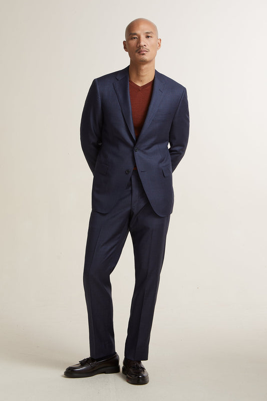 Navy Blue Sharkskin Suit