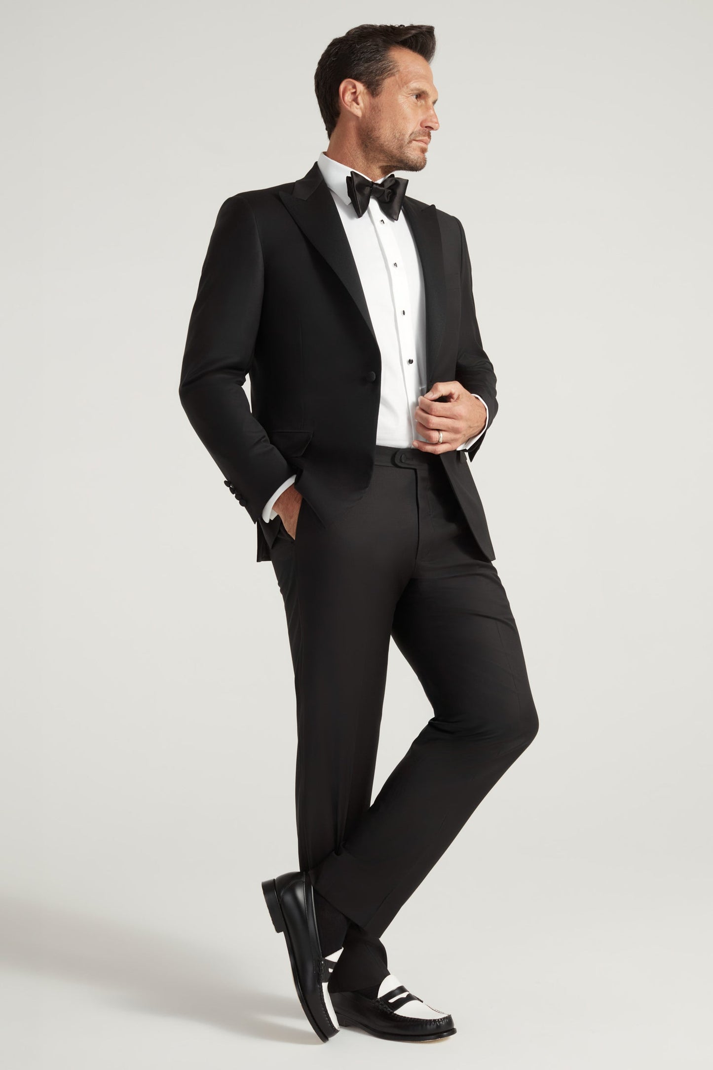 Black Peak Lapel Honey Way Super 150's Tuxedo