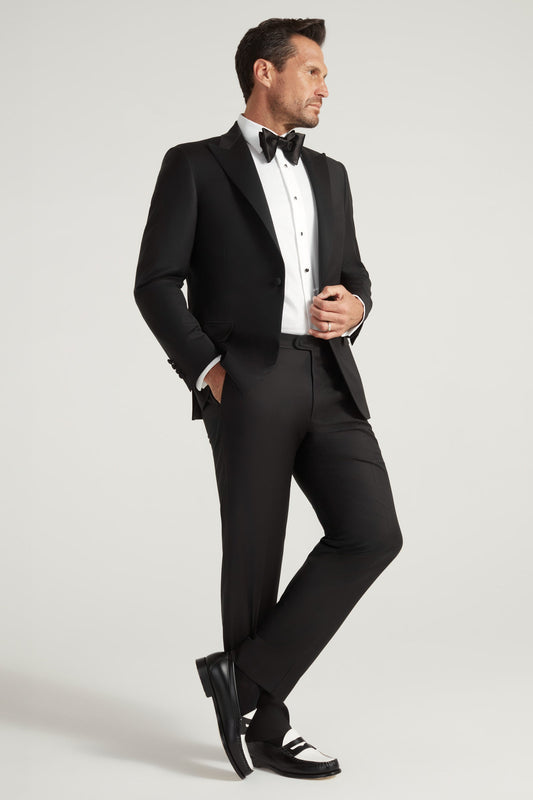 Black Peak Lapel Honey Way Super 150's Tuxedo
