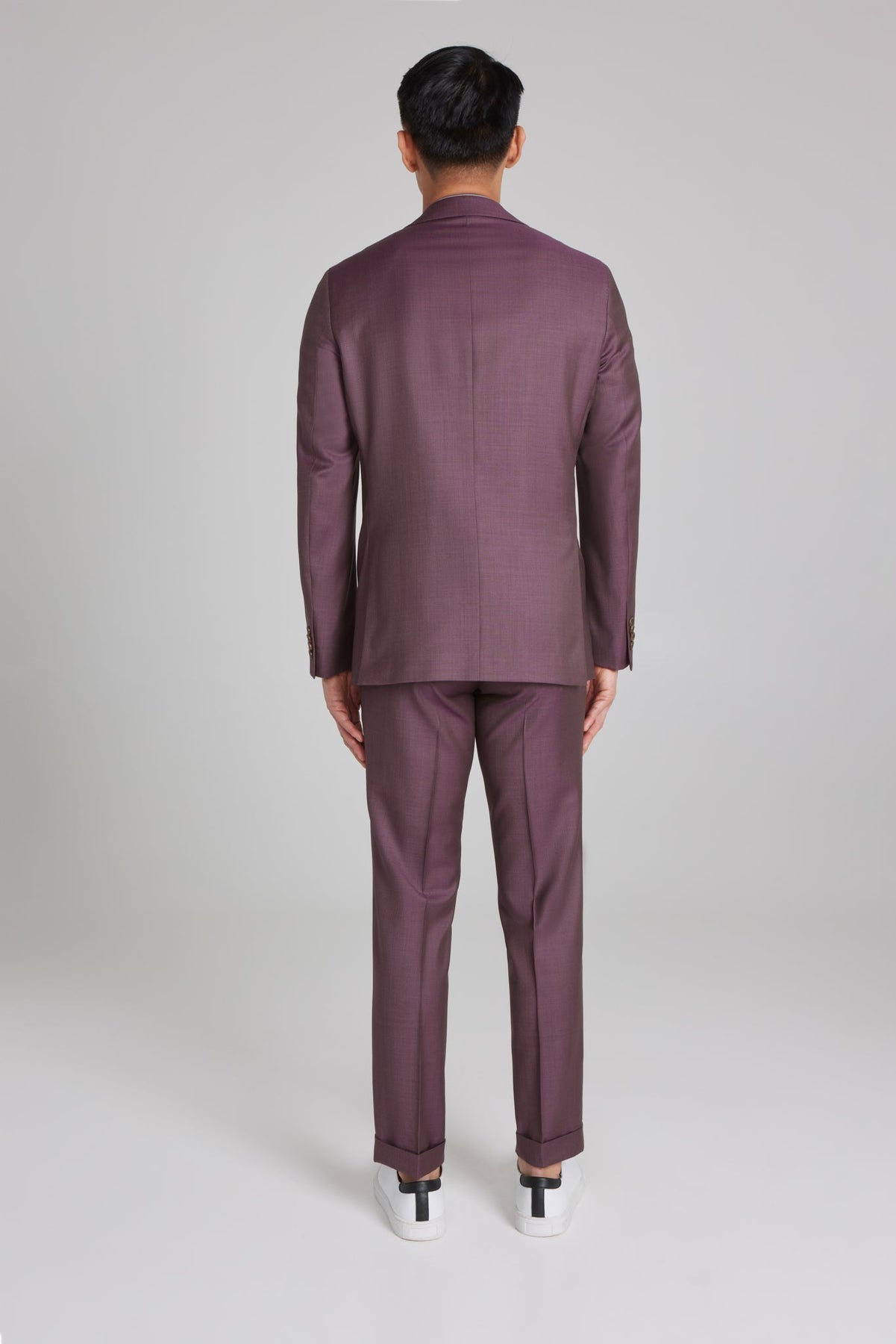 JACK VICTOR PLUM SOLID DEAN WOOL STRETCH SUIT