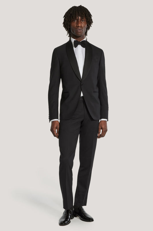 Black Super 130's Shawl Collar Tuxedo