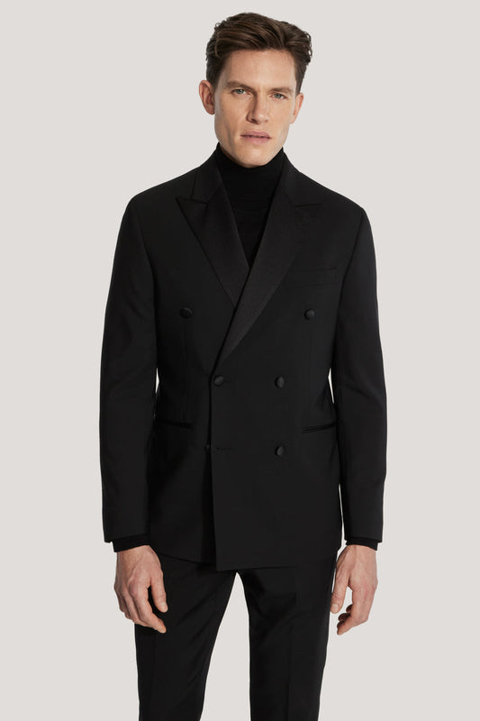 Black Super 130's Double Breasted Peak Tuxedo