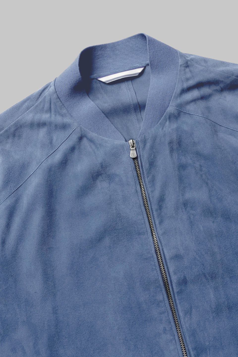 BARCLAY SUEDE BOMBER JACKET IN BLUE