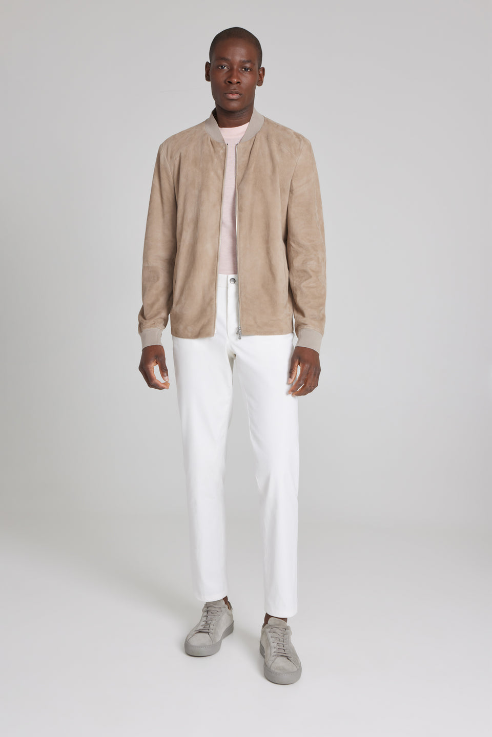 Tan Suede Bomber Jacket