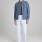 BARCLAY SUEDE BOMBER JACKET IN BLUE