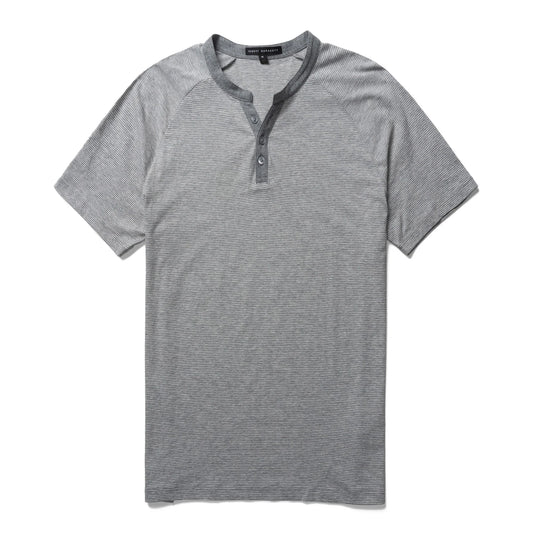 Robert Barakeet Cecil Raglan Henley In Light Grey