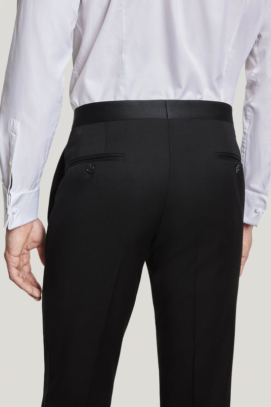 Black Super 130's Tuxedo Trousers